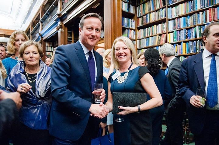 David Cameron with Ellen Miller, Women2Win Director 2012-2015